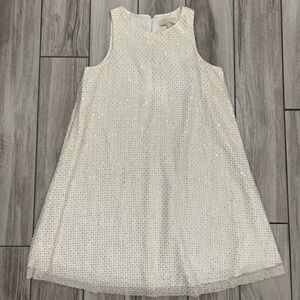 Aidan Mattox White Sequin A Line Dress ✨ Cocktail Party Glam Size 4